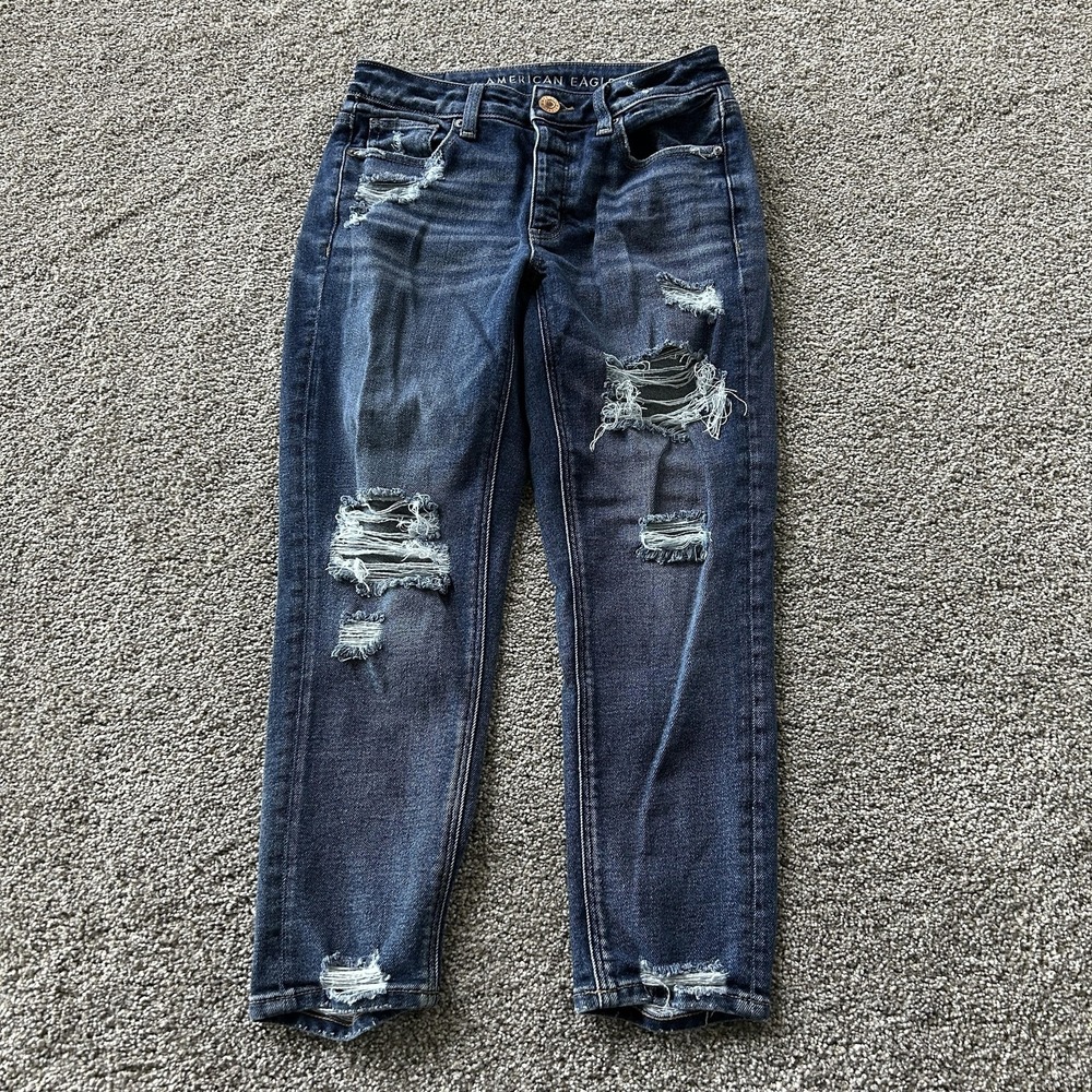 American Eagle Outfitters Tomgirl Jeans Womens 00 X-Short Distressed Denim